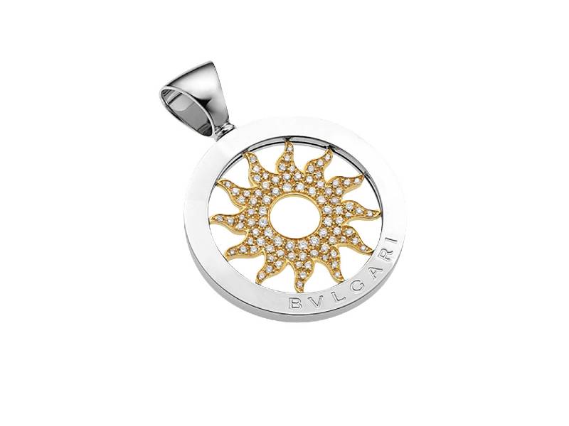 STAINLESS STEEL, 18KT YELLOW GOLD AND DIAMONDS SUN PENDANT TONDO BULGARI CN850587